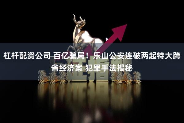 杠杆配资公司 百亿骗局！乐山公安连破两起特大跨省经济案 犯罪手法揭秘